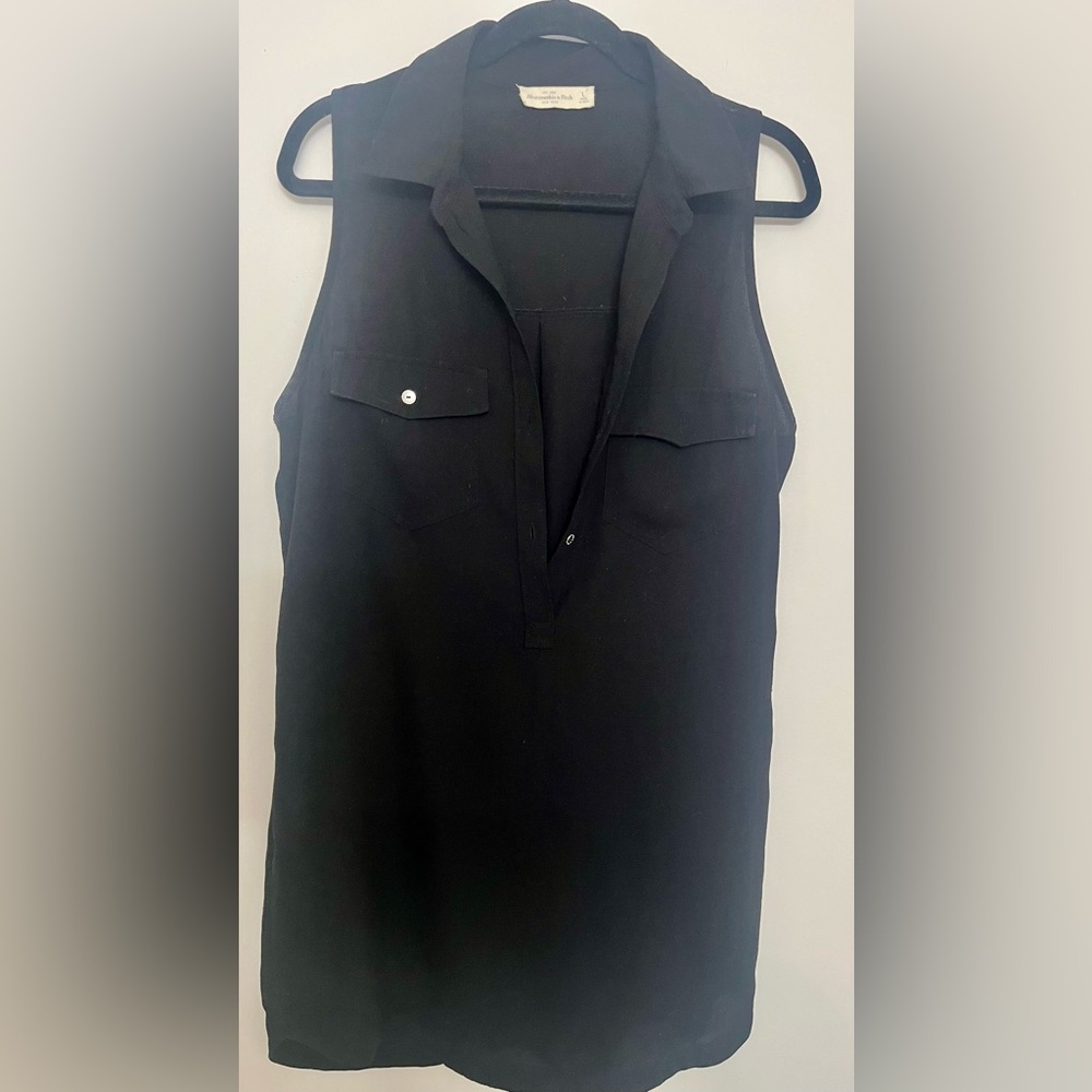 Abercrombie & Fitch Black Sleeveless Collared Tunic